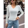 V yaka kaşkorse bluz beyaz w3817