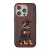 Venco Apple iPhone 15 Pro Perma Desenli Kapak - Koyu Kahve