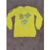 16 yaş ang baskılı tunik boy bisiklet yaka sweatshirt kız çocuk sarı