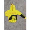 3-9 yaş naskılı ön fermuar detaylı kol ek kapşonlu sweatshirt sarı