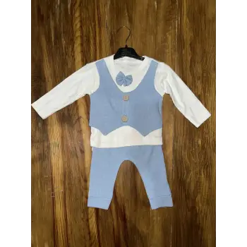 3-12 aylık papyonlu takım mavibeyaz