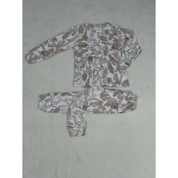3-4-5 yaş pijama takımı beyaz alt üst kız çocuk