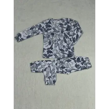 3-6 yaş alt üst pijama takımı kız çocuğu lacivert