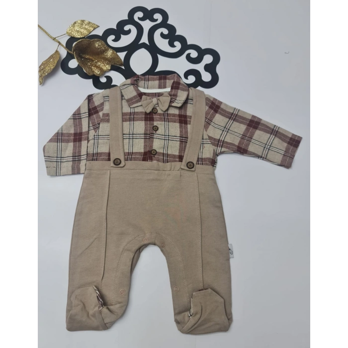 Penye askılı gömlekli görünümlü Düğmeli tulum