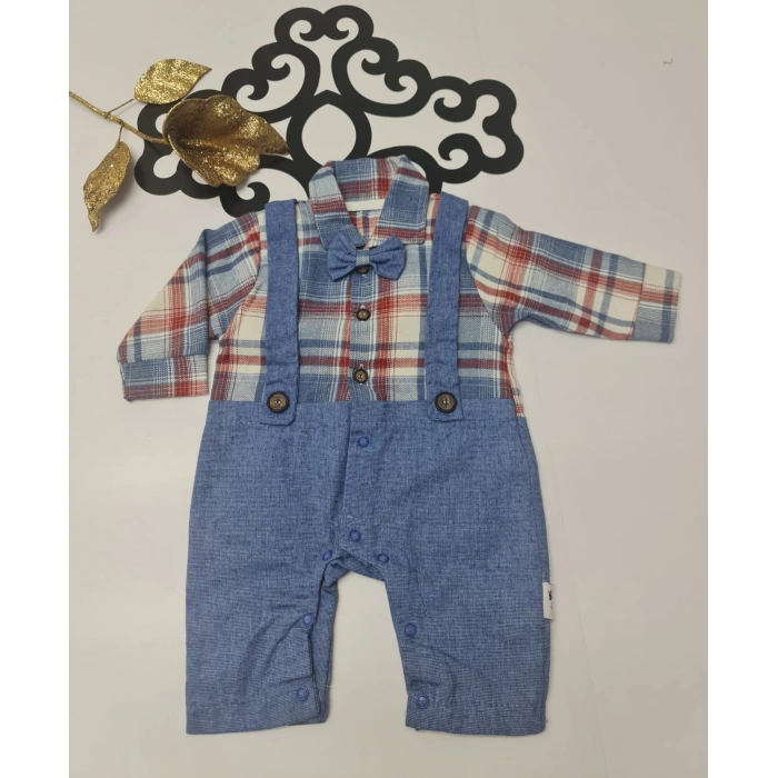 Penye askılı papyonlu çıtçıtlı Düğmeli tulum