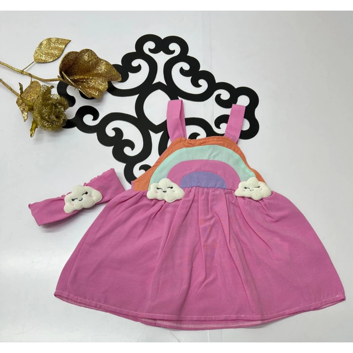 Yazlık kız bandanalı Slopet bebe elbise
