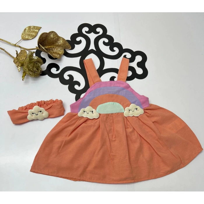 Yazlık kız bandanalı Slopet bebe elbise