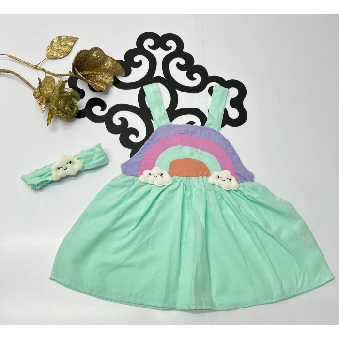 Yazlık kız bandanalı Slopet bebe elbise