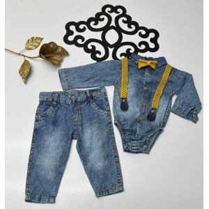 kot Askılı Kara desenli papyon çıtçıtlı Düğmeli badili cepli pantolonlu ikili takım