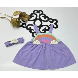 Yazlık kız bandanalı Slopet bebe elbise