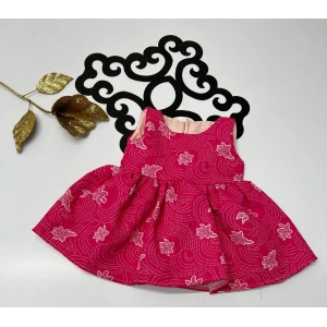 Yazlık noktalı yıldız desenli arkadan düğmeli Metraj kız elbise