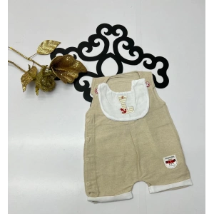 Yazlık yandan düğmeli çıtçıtlı onluk görünümlü nakışlı tulum