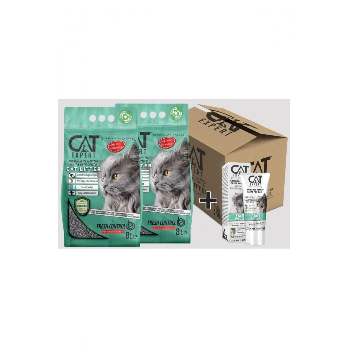 Fresh Control With Activated Carbon Topaklanan Koku Hapseden Tozsuz 2x8=16 Lt Kedi Kumu + Malt Paste