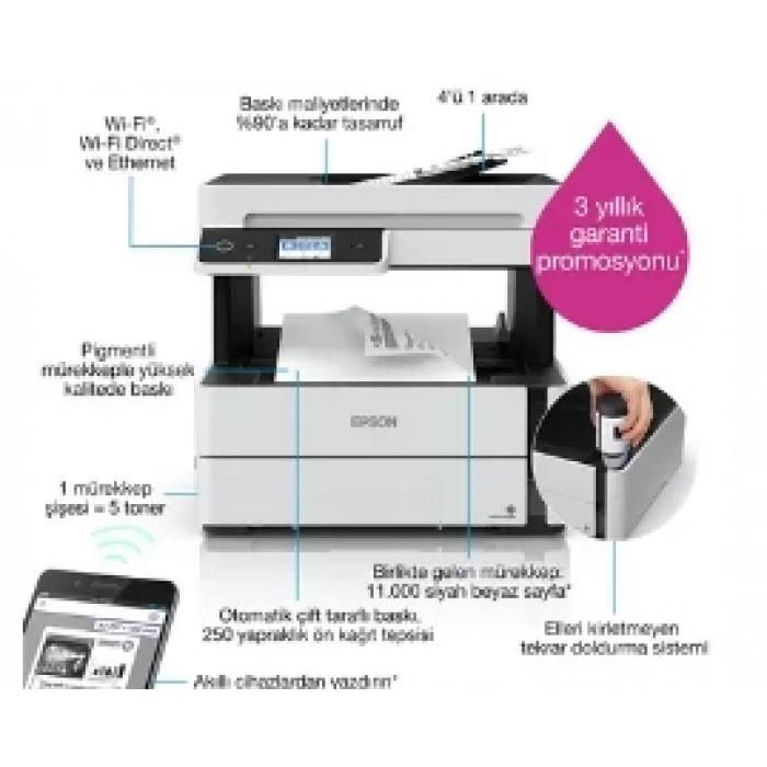 EPSON M3170 MONO/A4+/PRİNT/SCAN/COPY/FAX