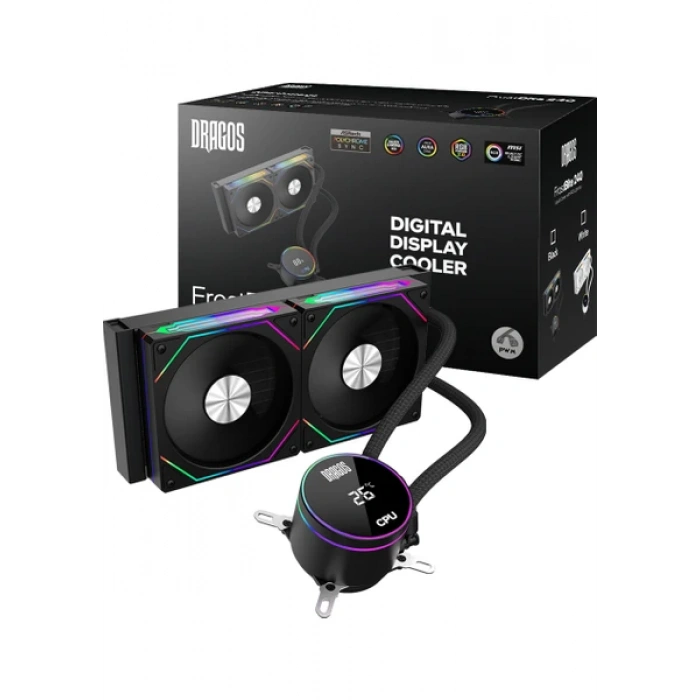 DRAGOS FROSTBİTE 240 BLACK INTEL&AMD 240MM ISI GÖSTERGELİ ARGB SIVI SOĞUTUCU