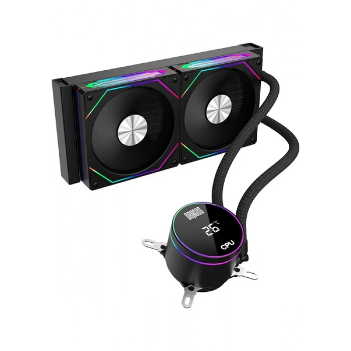 DRAGOS FROSTBİTE 240 BLACK INTEL&AMD 240MM ISI GÖSTERGELİ ARGB SIVI SOĞUTUCU