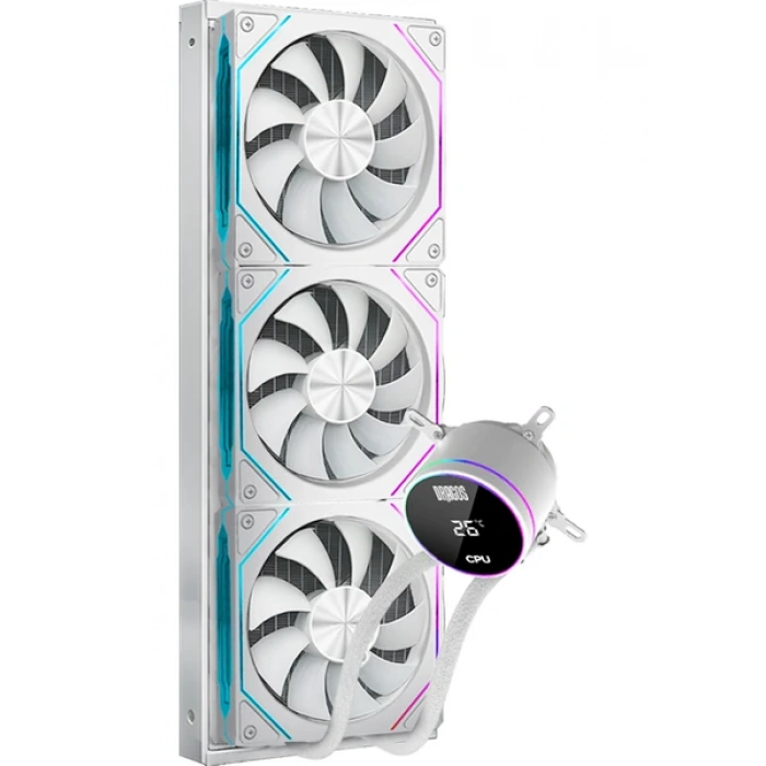 DRAGOS FROSTBİTE 360 WHİTE INTEL&AMD 360MM ISI GÖSTERGELİ ARGB SIVI SOĞUTUCU