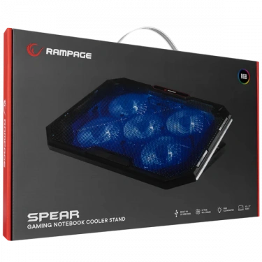 Rampage AD-RC15 SPEAR Siyah 5 Fan 2 USB RGB Işıklı 15-17 Notebook Soğutucu Stand