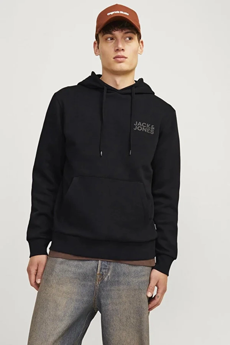 Jack&jones 12152840 Kapsonlu Erkek Sweat - Siyah