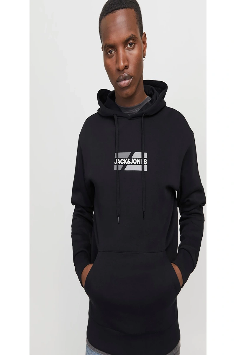 Jack&jones 12268422 Kapsonlu Erkek Sweat - Siyah