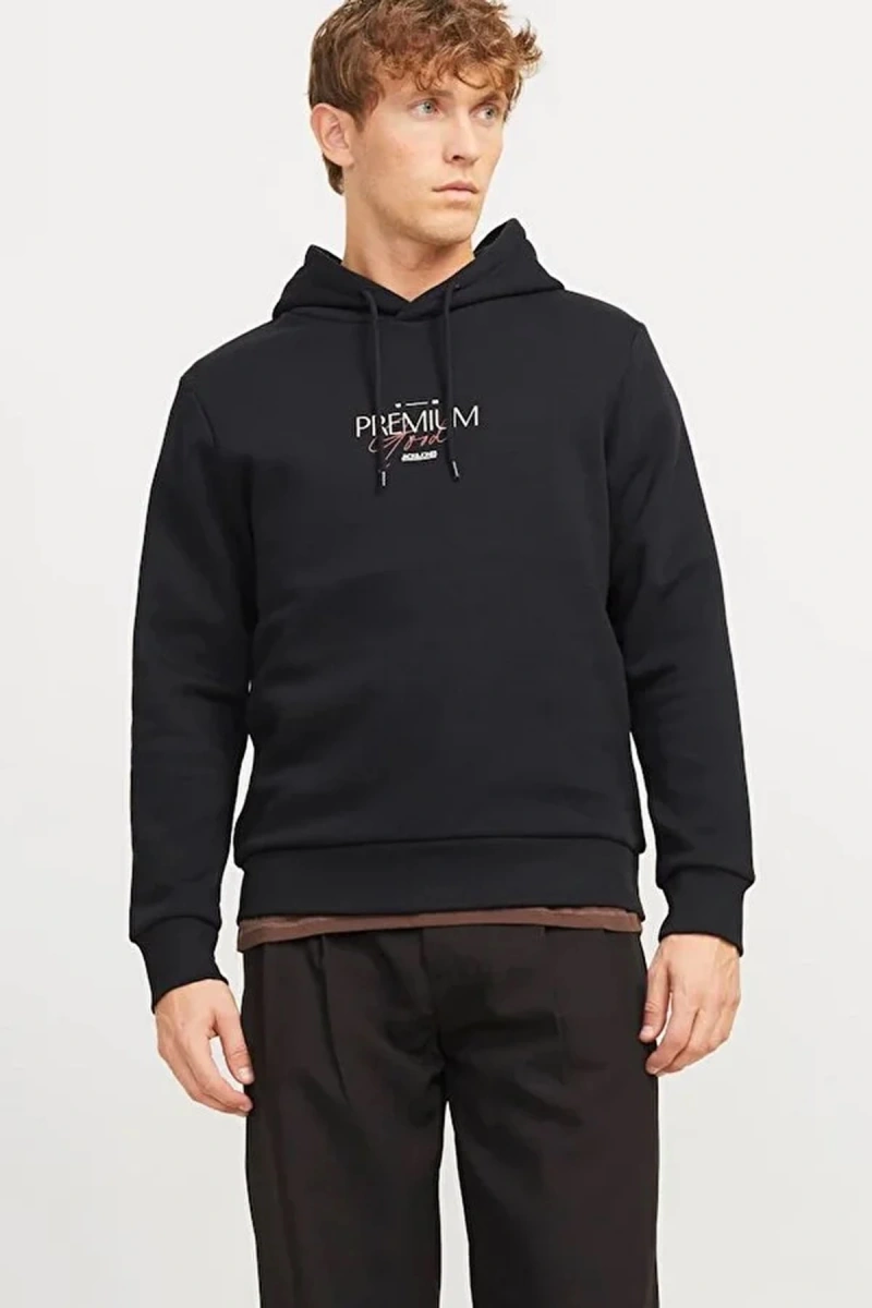 Jack&jones 12271193 Kapsonlu Erkek Sweat - Siyah
