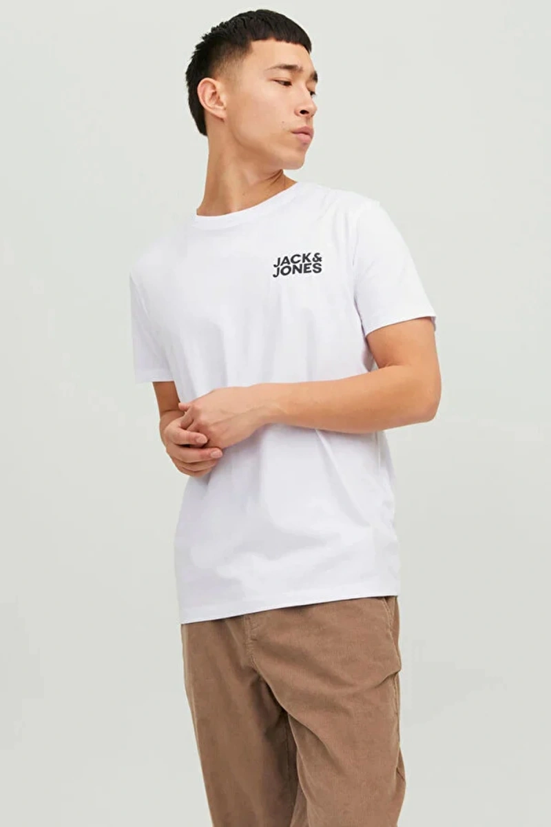 Jack&jones 12151955 0 Yaka Erkek Tshirt - Beyaz