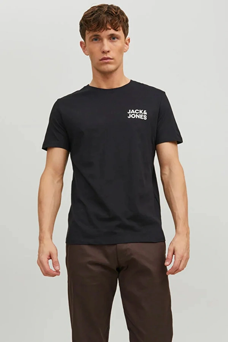 Jack&jones 12151955 0 Yaka Erkek Tshirt - Siyah