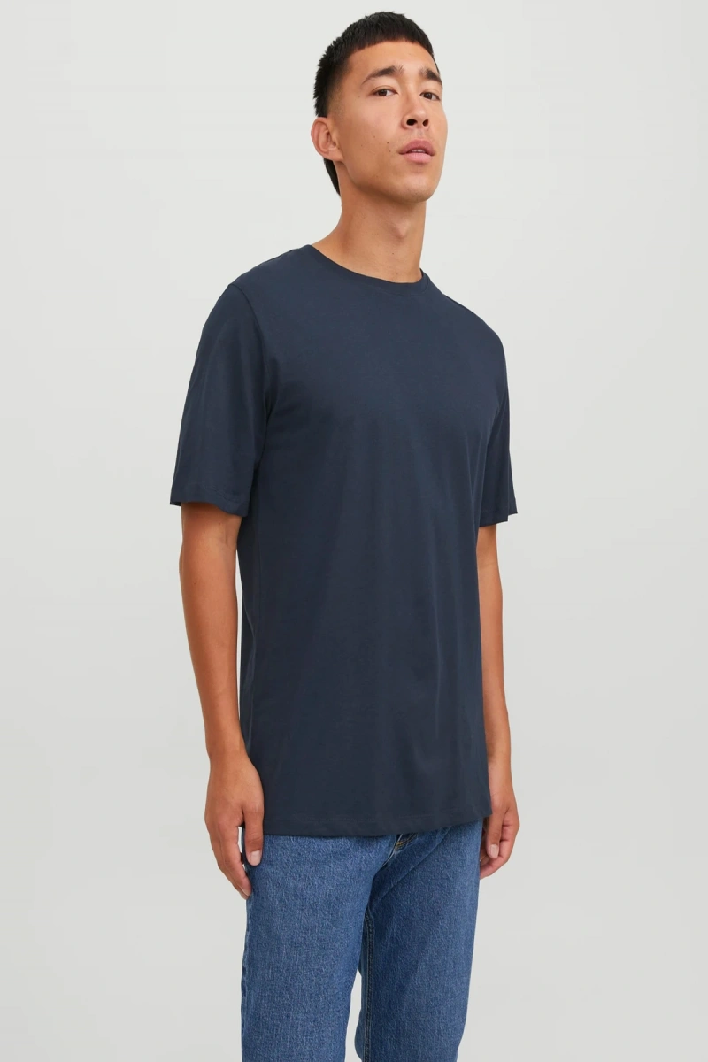 Jack&jones 12156101 0 Yaka Erkek Basic Tshirt - Lacivert
