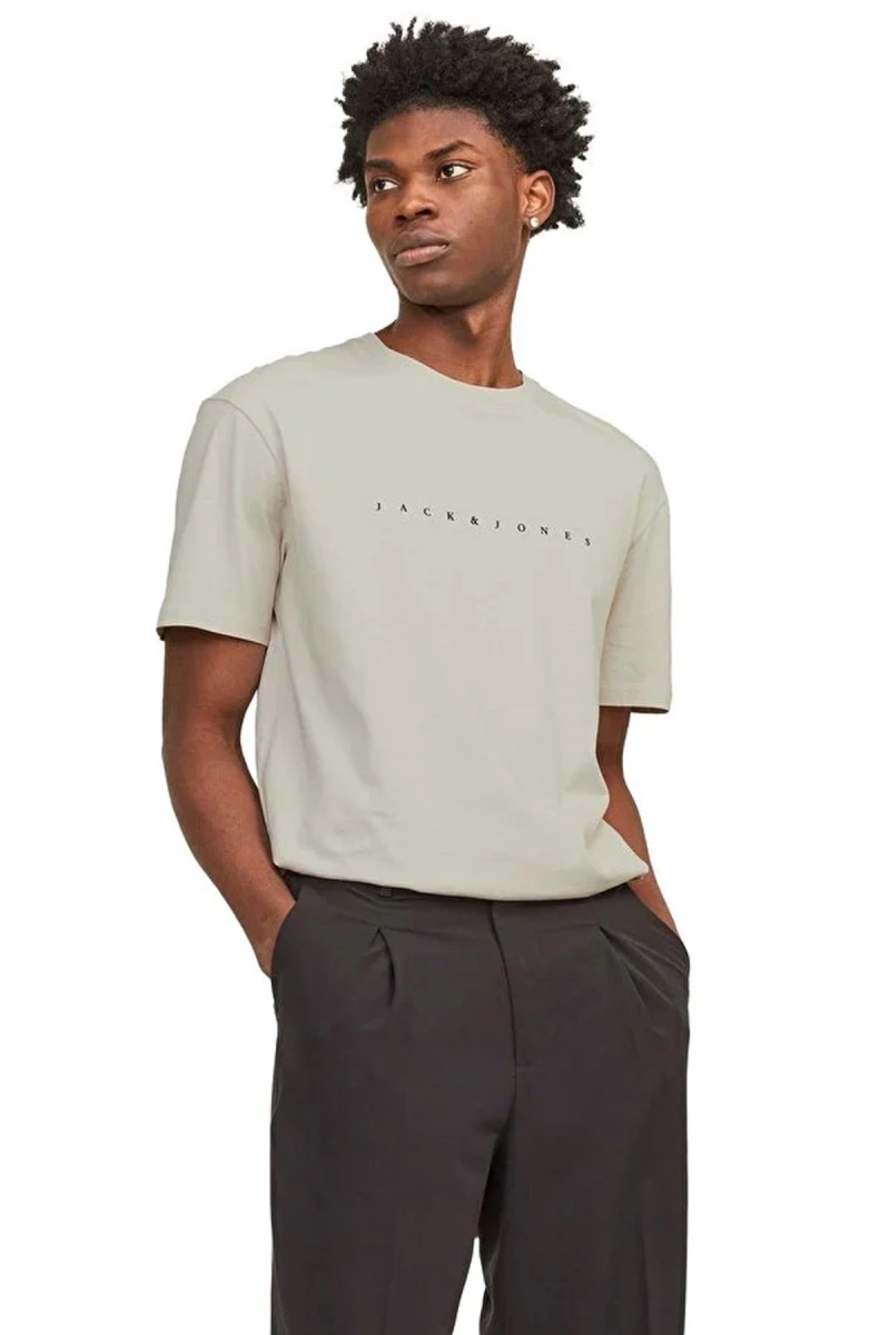 Jack&jones 12234746 0 Yaka Erkek Tshirt - Bej
