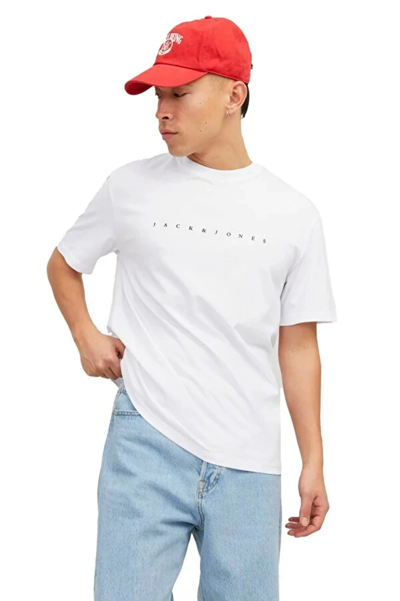 Jack&jones 12234746 0 Yaka Erkek Tshirt - Beyaz
