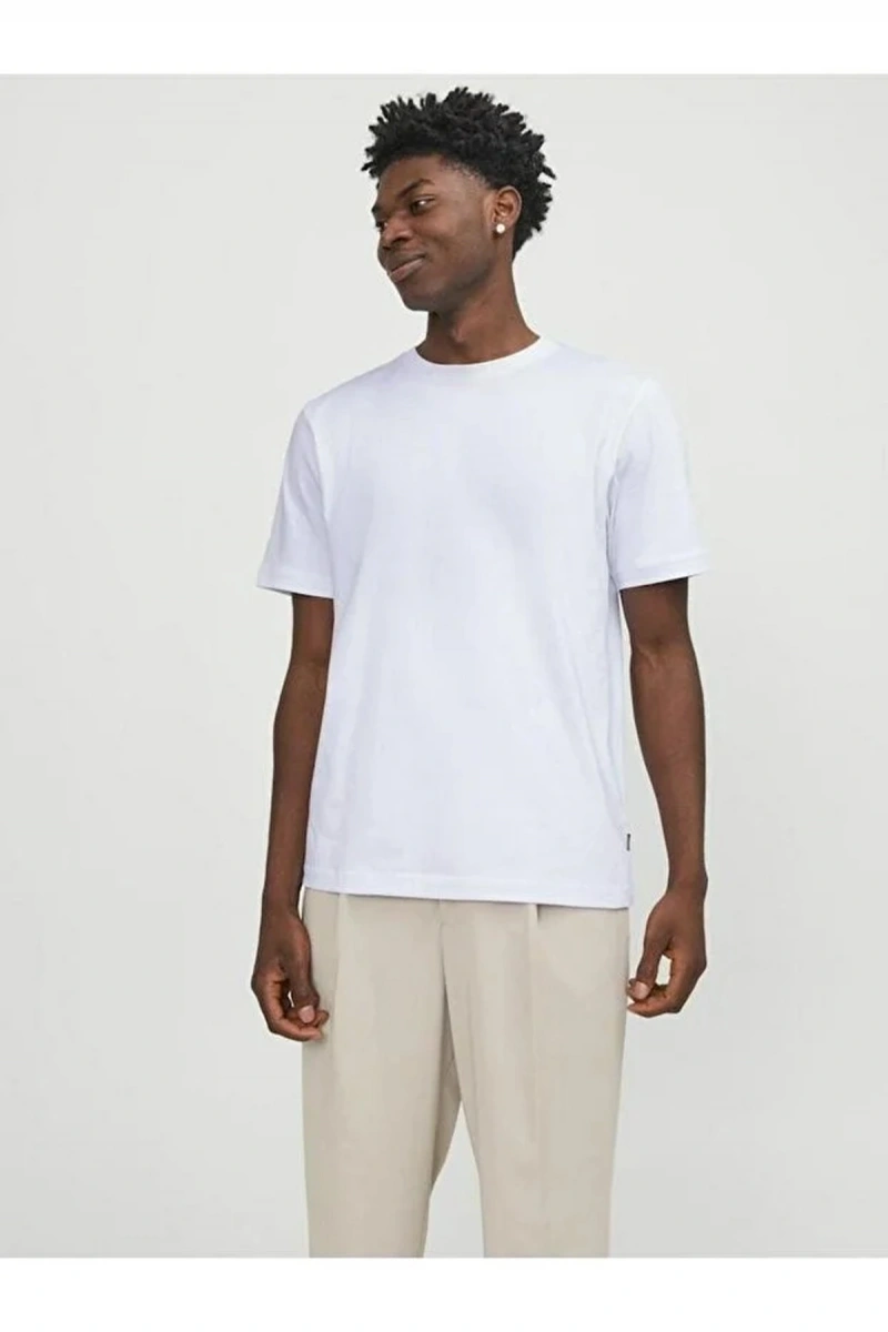 Jack&jones 12254412 0 Yaka Erkek Tshirt - Ekru