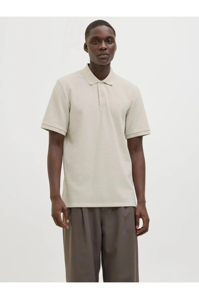 Jack&Jones 12268130 Yakali Erkek Tshirt - Bej