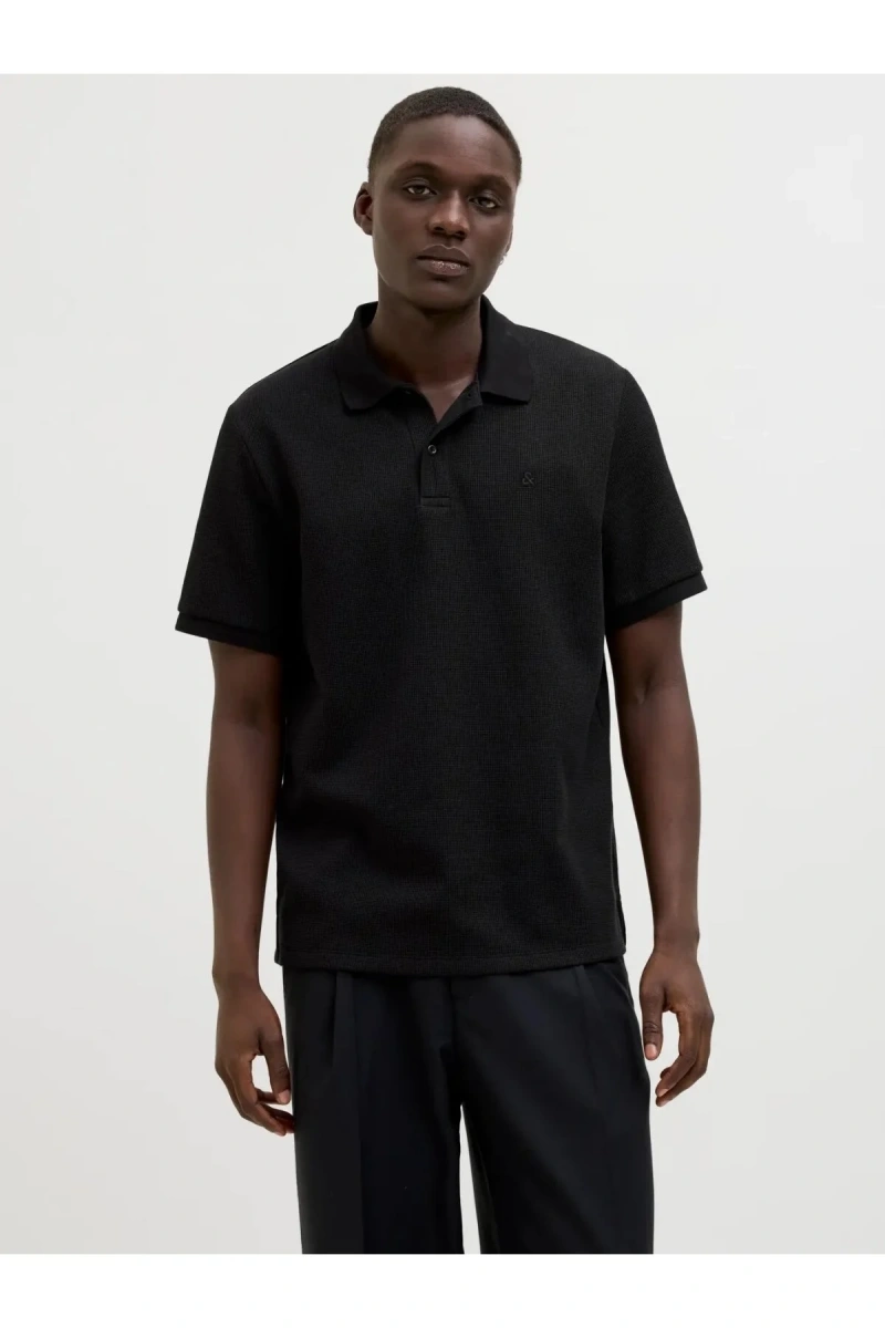Jack&Jones 12268130 Yakali Erkek Tshirt - Siyah