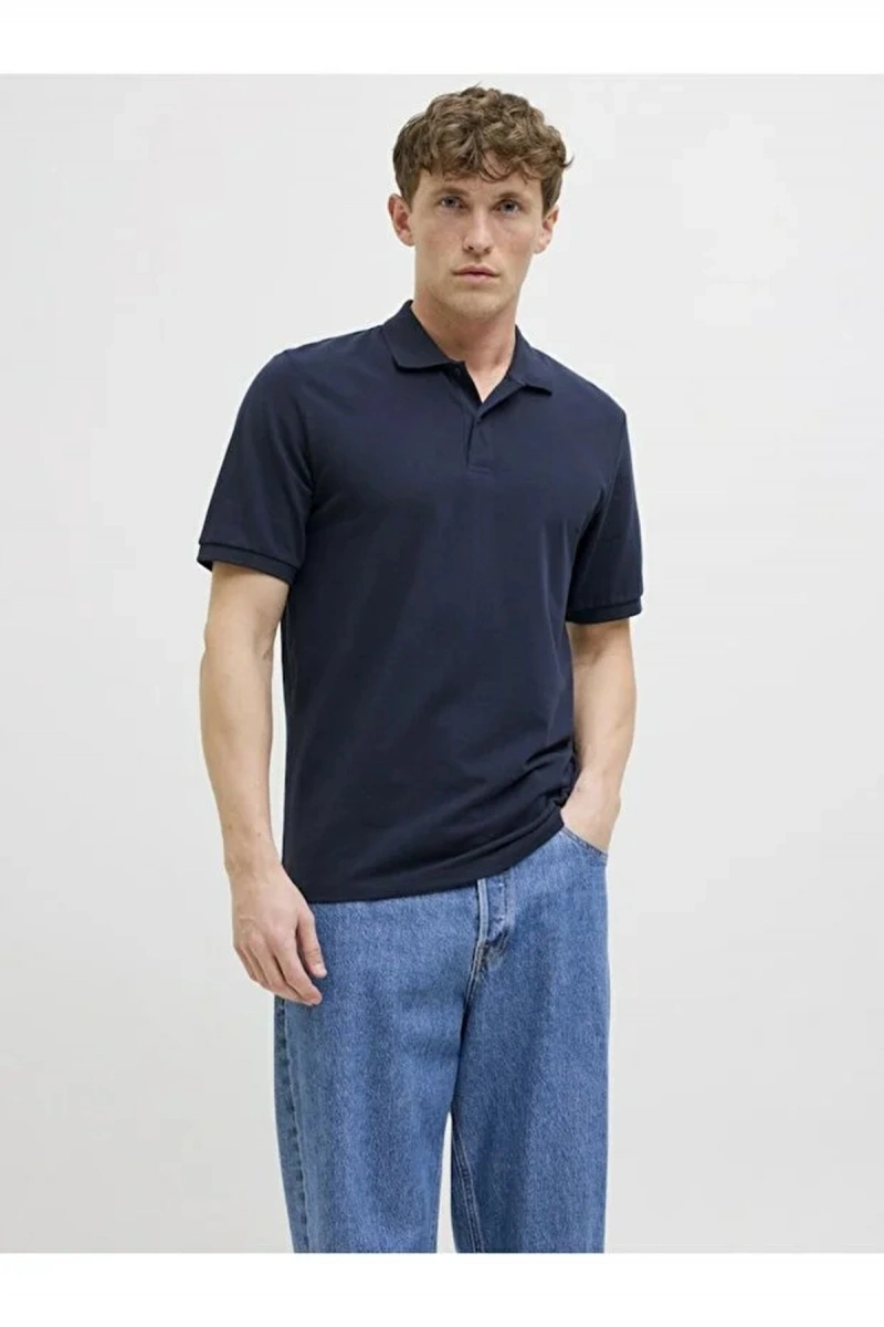 Jack&Jones 12270150 Yakali Erkek Tshirt - Lacivert