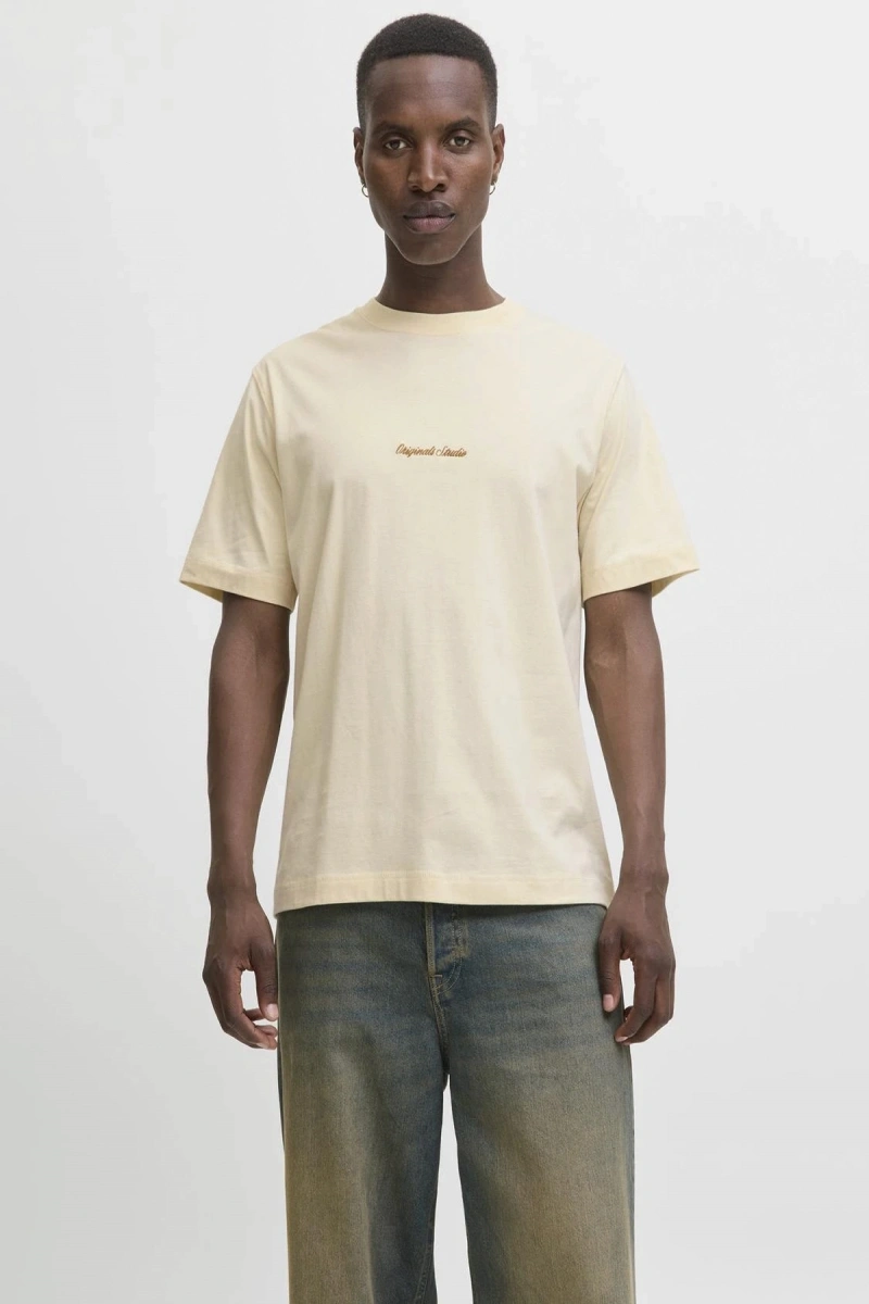 Jack&jones 12282892 0 Yaka Erkek Tshirt - Krem