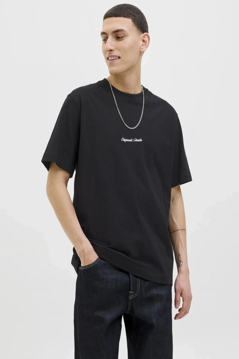 Jack&jones 12282892 0 Yaka Erkek Tshirt - Siyah