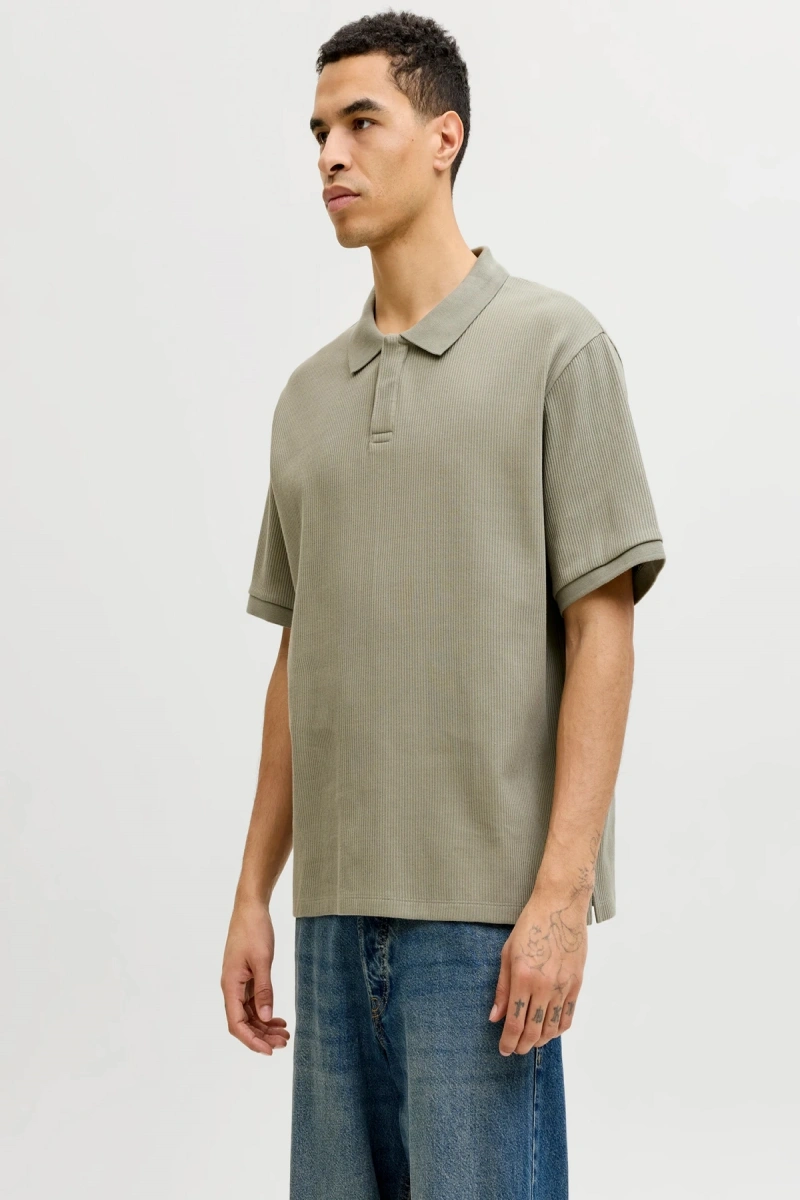 Jack&jones 12287988 Yakali Fitilli Erkek Tshirt - Haki