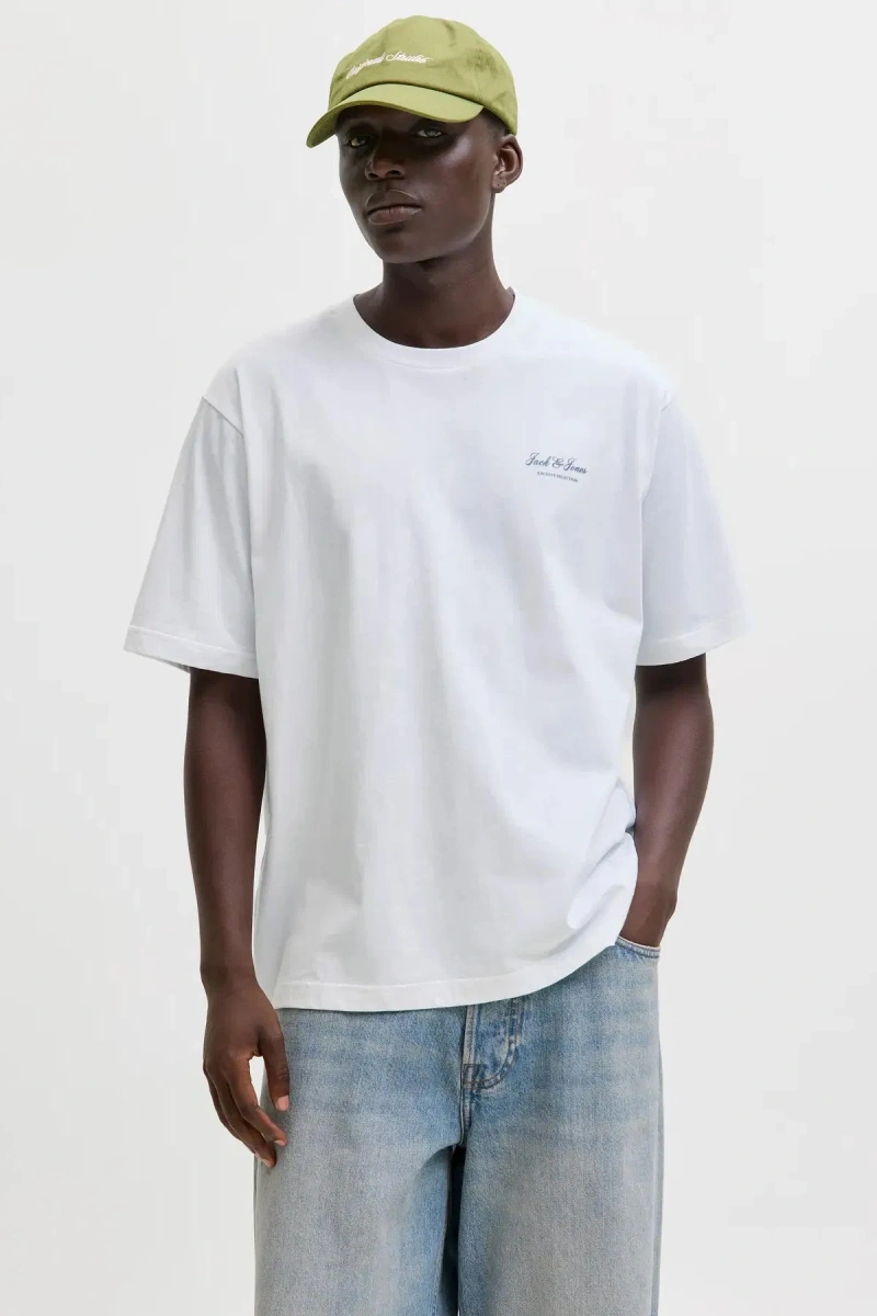 Jack&jones 12287990 0 Yaka Erkek Tshirt - Beyaz