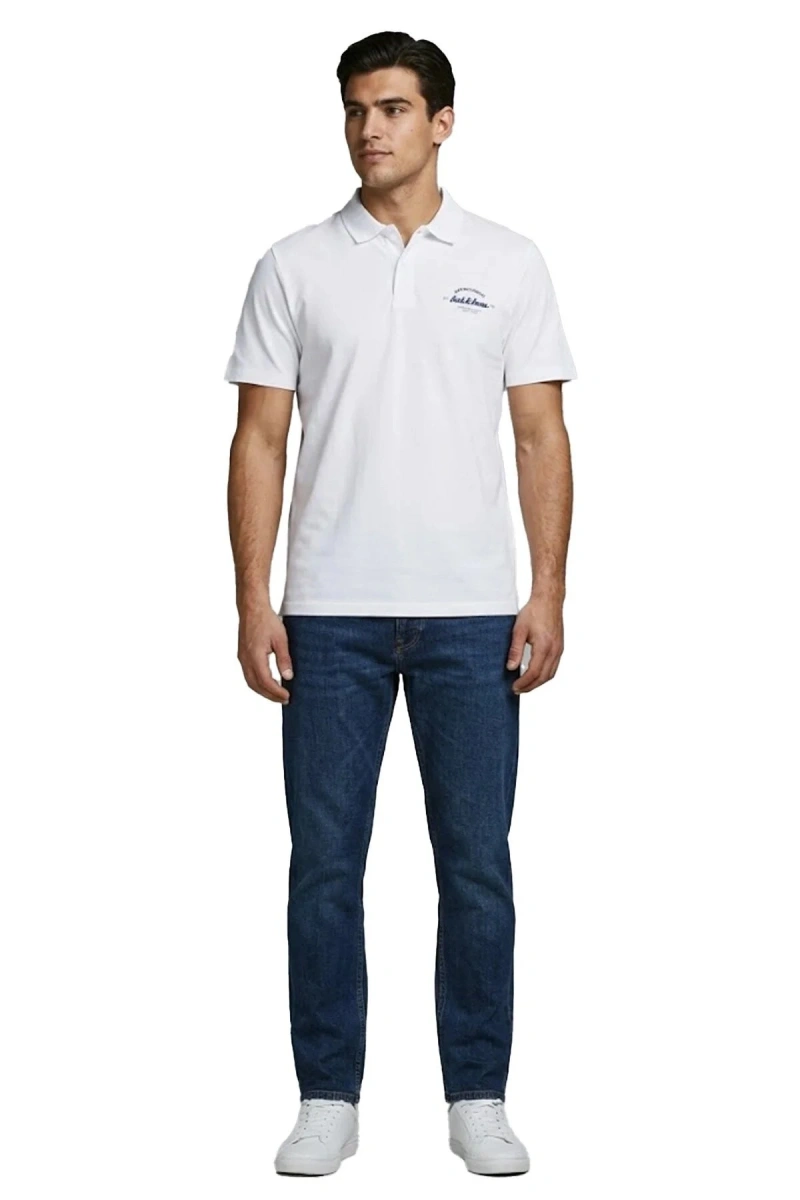 Jack&Jones 12288118 Yakali Erkek Tshirt - Beyaz