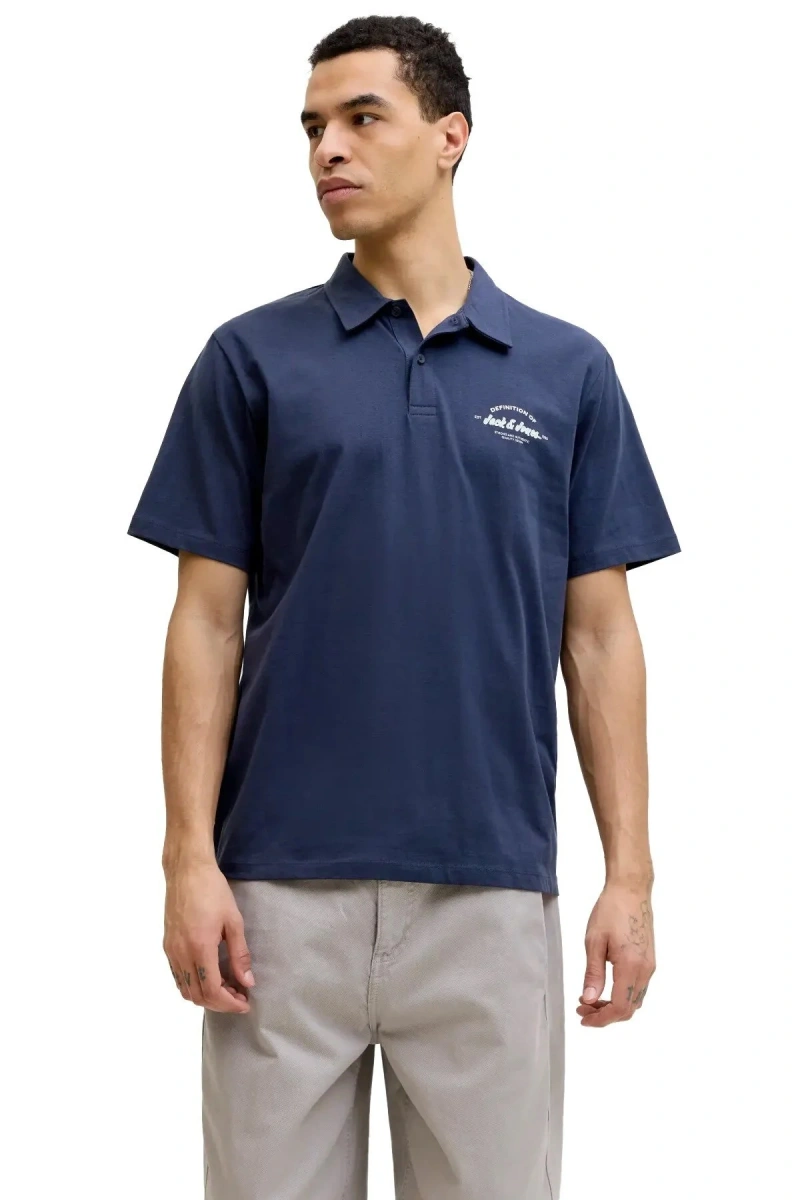 Jack&Jones 12288118 Yakali Erkek Tshirt - Lacivert