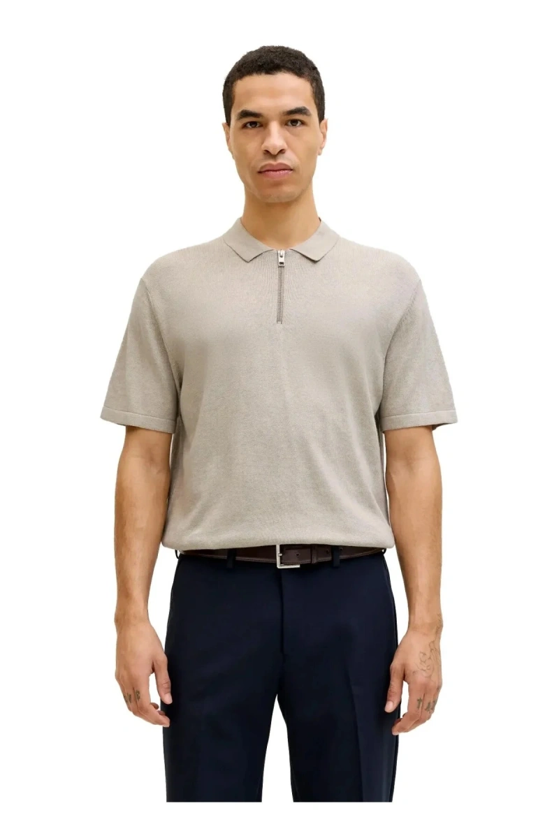 Jack&Jones 12288260 Yakali Erkek Tshirt - Bej