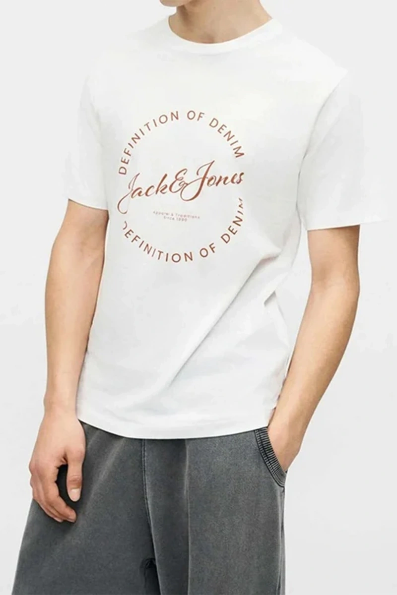 Jack&jones 12288377 0 Yaka Erkek Tshirt - Beyaz
