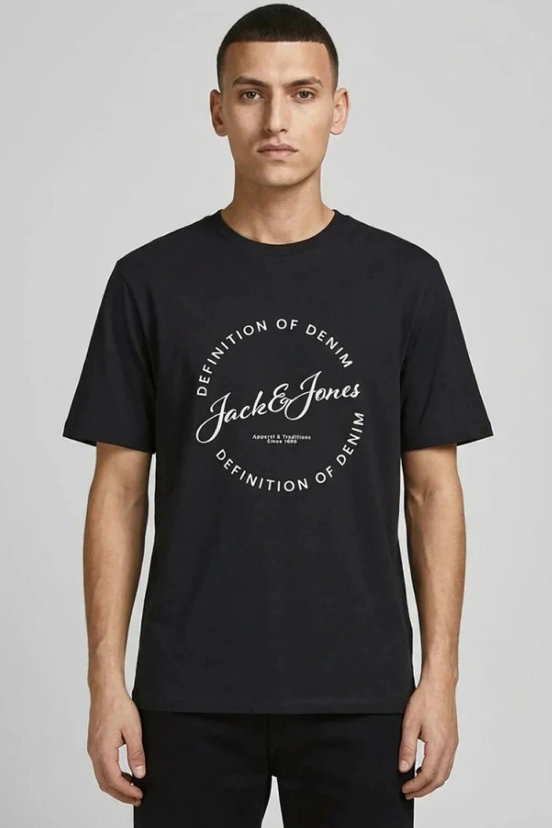 Jack&jones 12288377 0 Yaka Erkek Tshirt - Siyah