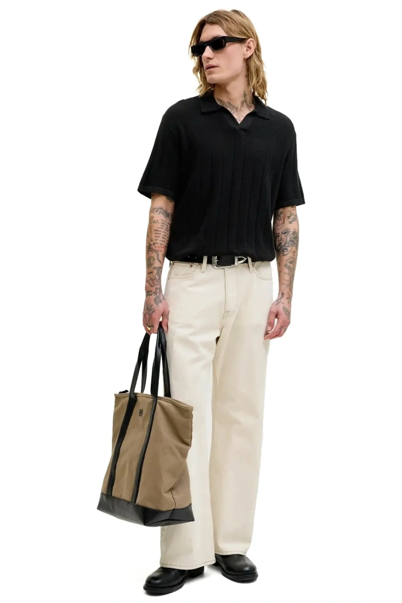 Jack&Jones 12288418 Yakali Erkek Tshirt - Siyah