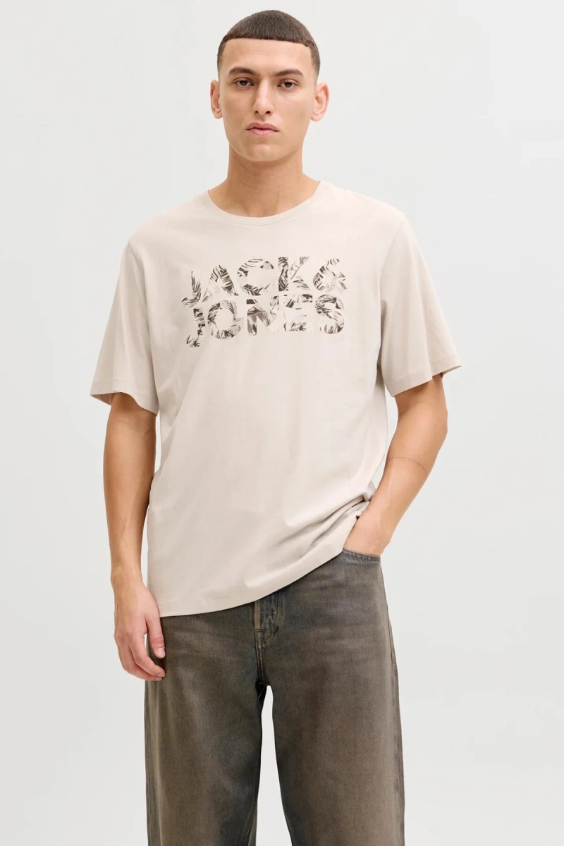 Jack&Jones 12288536 0 Yaka Erkek Tshirt - Bej