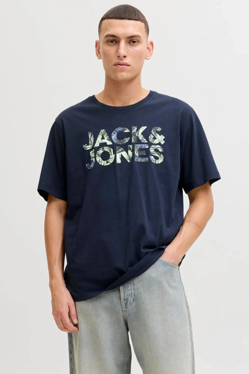 Jack&Jones 12288536 0 Yaka Erkek Tshirt - Lacivert