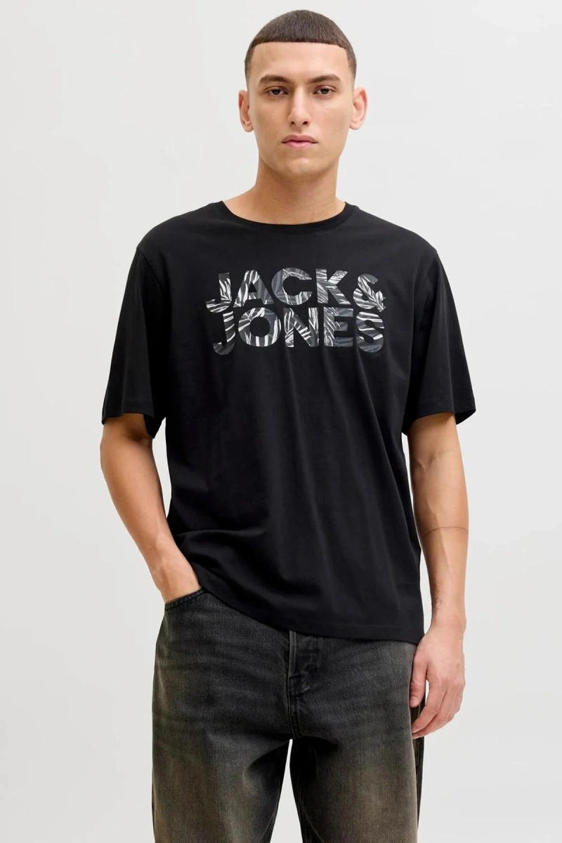 Jack&Jones 12288536 0 Yaka Erkek Tshirt - Siyah