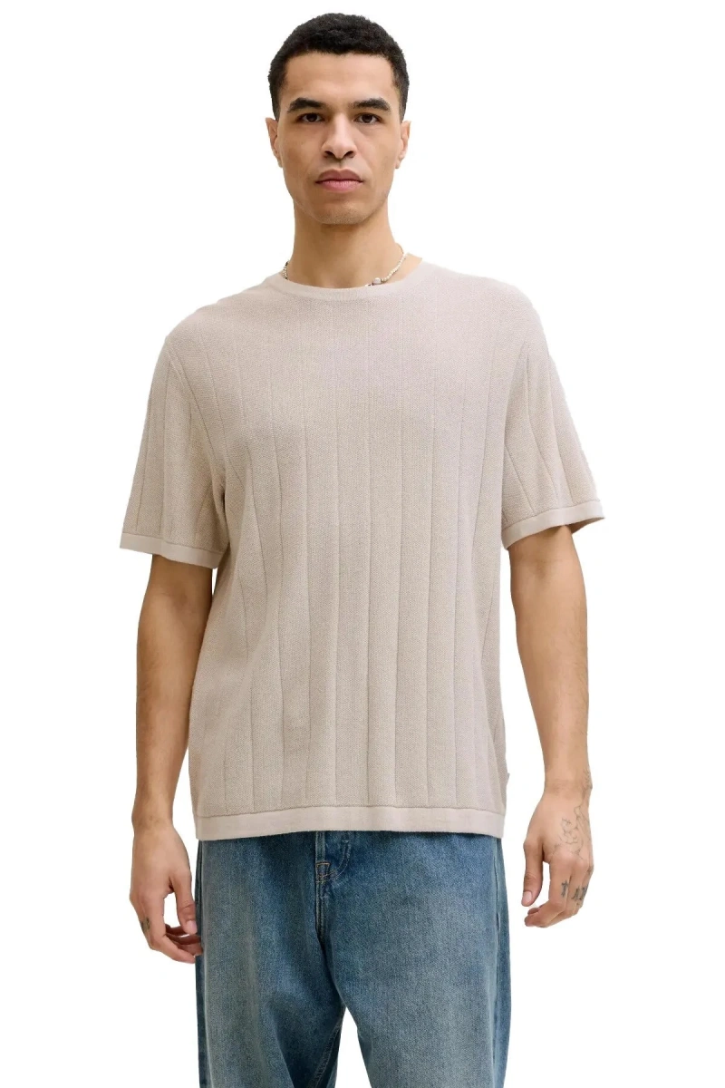 Jack&Jones 12288582 0 Yaka Erkek Tshirt - Bej
