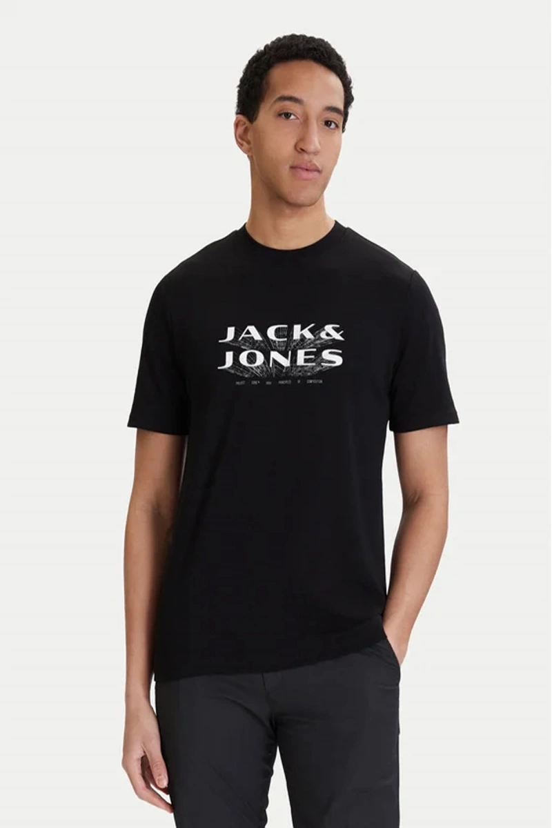 Jack&Jones 12289880 0 Yaka Erkek Tshirt - Siyah