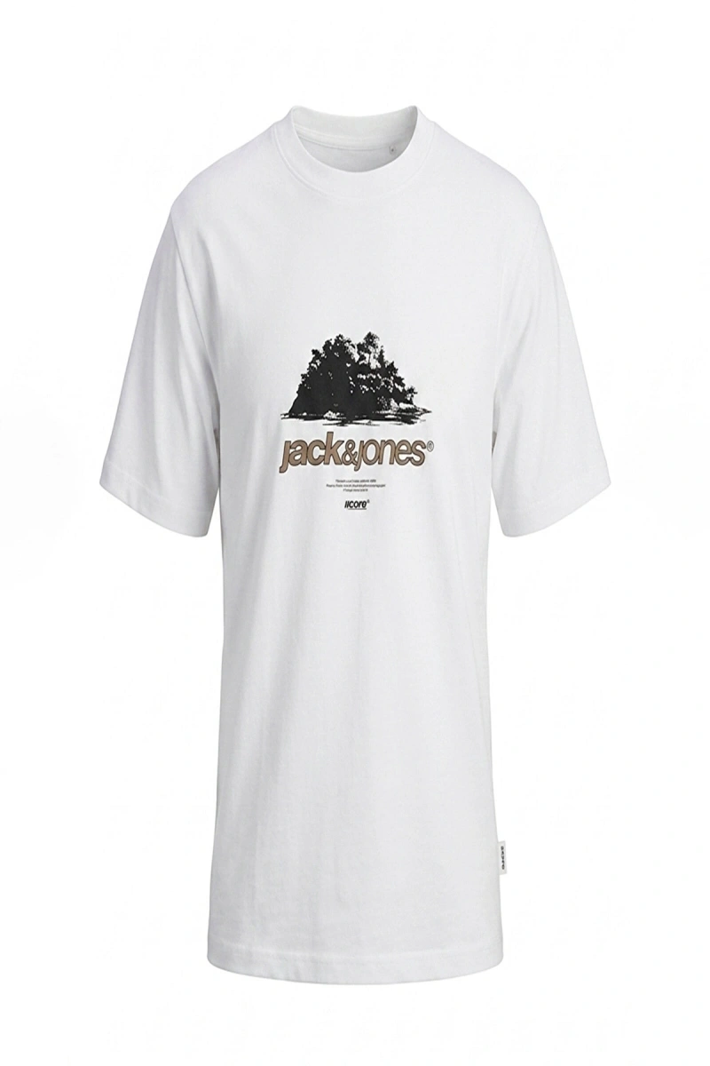 Jack&Jones 12289924 0 Yaka Erkek Tshirt - Beyaz